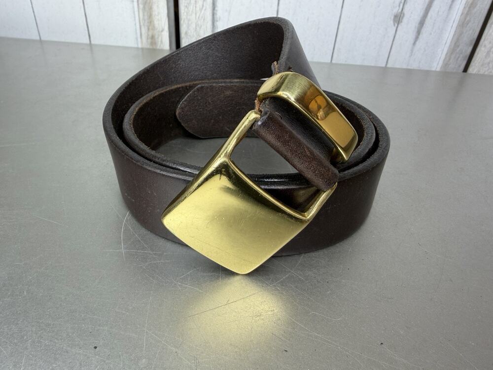 Vintage Y2K Italian Leather Belt The Limited Brown Gold Brass Buckle Sz Large